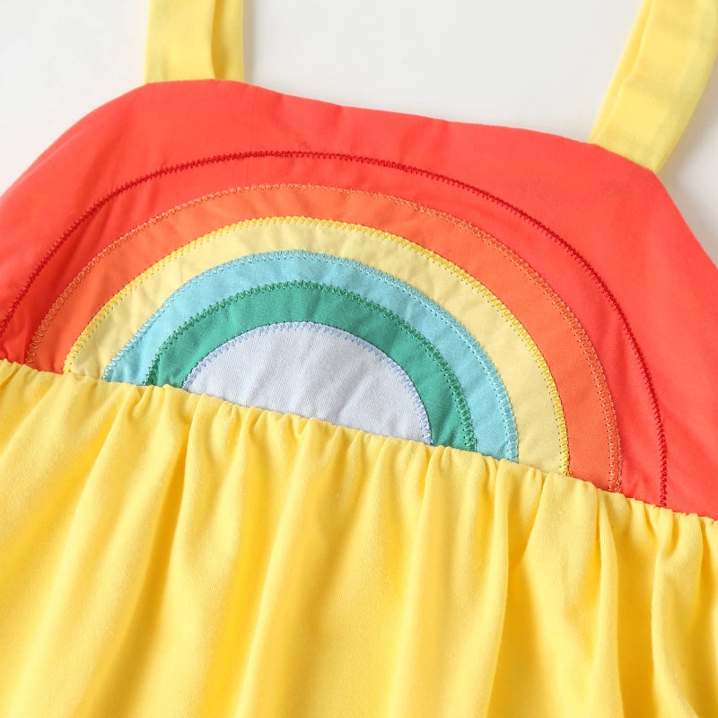 Frogwill Girls Rainbow Tank Dress Summer Outfit 5T, Yellow - Image 4